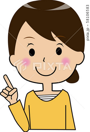 私服の女性　指さし 58106583