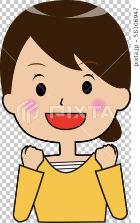 両手でガッツポーズをする私服女性 両手でガッツポーズをする私服女性 58106947