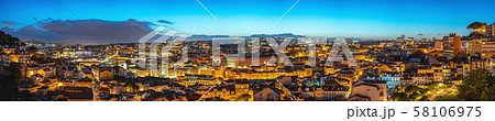 Lisbon Portugal aerial view night panorama city skyline at Lisbon Baixa district 58106975