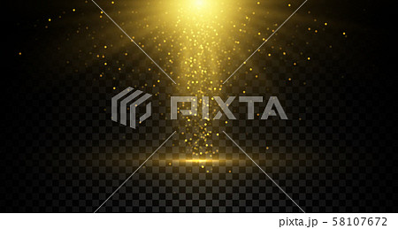 Glowing golden light effect on dark transparent background. 58107672