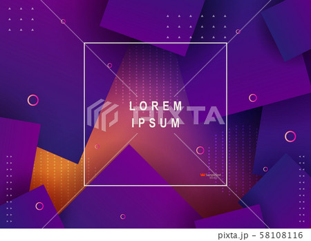 Abstract orange design with frame set of purple squares 58108116