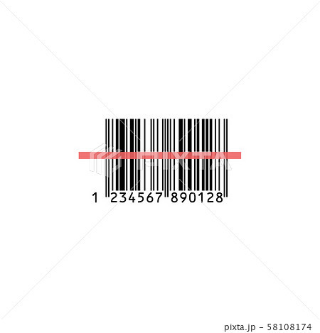 バーコード スキャニング 買い物イメージ素材 シンプルなバーコード 白背景 のイラスト素材