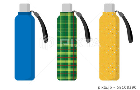 折り畳み傘のイラスト3本セットのイラスト素材