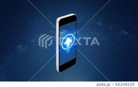 Mobile smart phone with arrow sign on screen 58109220