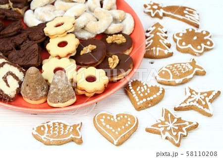 Christmas candies on the white table Christmas candies on the white table 58110208