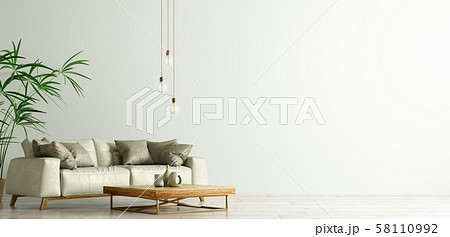 Interior of modern living room with green sofa 3d Interior of modern living room with green sofa 3d 58110992