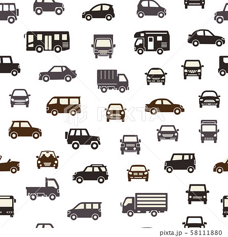 色々な車のアイコンのシームレスパターン背景(シルエット)シックカラー 58111880