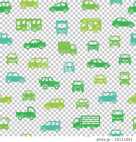 Various car icons seamless pattern background (silhouette) eco color 58111881