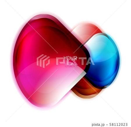Glass round triangle banner, modern glossy futuristic techno web box isolated on white. Vector shiny 58112023