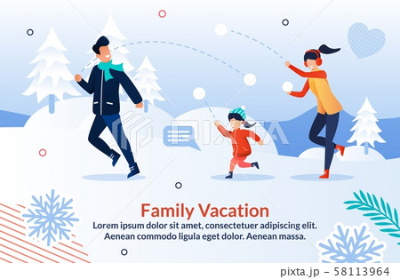 Family Playing Snowball and Having Fun Poster 58113964