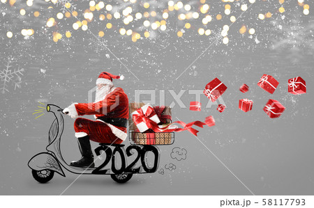 Santa Claus on scooter Santa Claus on scooter 58117793
