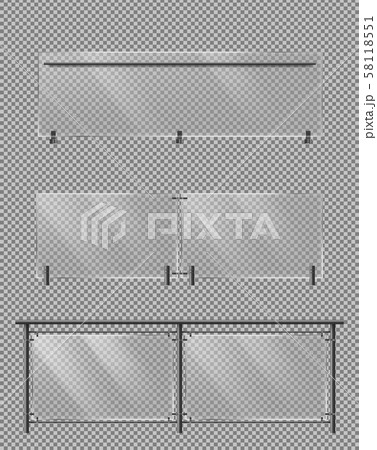 Glass fence, metal handrail realistic vector set 58118551