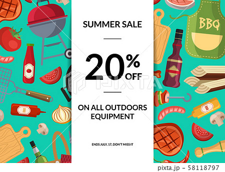 Vector barbecue or grill elements horizontal sale background Vector barbecue or grill elements horizontal sale background 58118797
