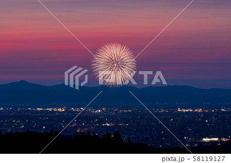 長岡花火2019・夕暮れの白菊 58119127