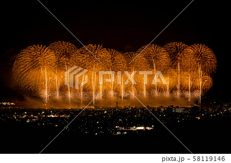 長岡花火19 フェニックス花火の写真素材