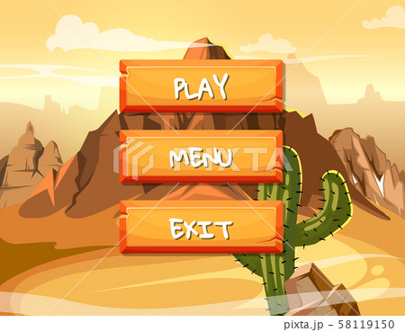 Vector cartoon style rock buttons with text for...のイラスト素材 [58119150 ...