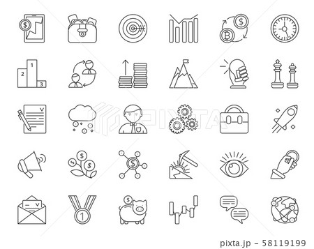 Mono line icon set of business and finance theme Mono line icon set of business and finance theme 58119199