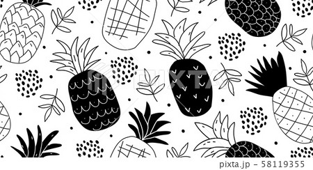 Black and white minimalistic pineapples pattern Black and white minimalistic pineapples pattern 58119355