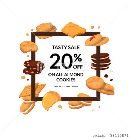 Vector frame with cartoon cookies 58119871