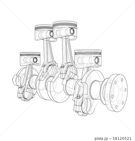 Engine pistons outline. Vector rendering of 3d 58120521