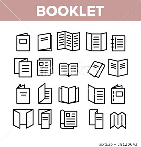 Booklet And Brochure Collection Icons Set Vector 58120643