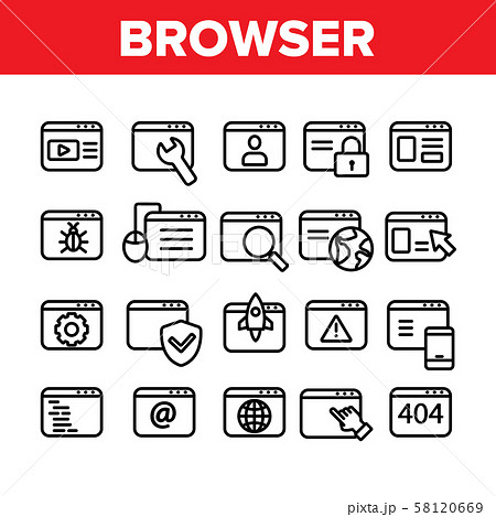 Browser Internet Web Site Pages Icons Set Vector 58120669