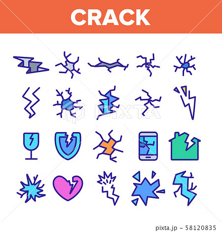 Crack Things Color Elements Icons Set Vector 58120835