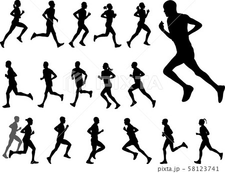 marathon runners silhouettes set marathon runners silhouettes set 58123741
