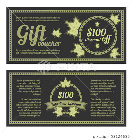 Gift voucher Autumn sale. Vintage floral pattern 58124659