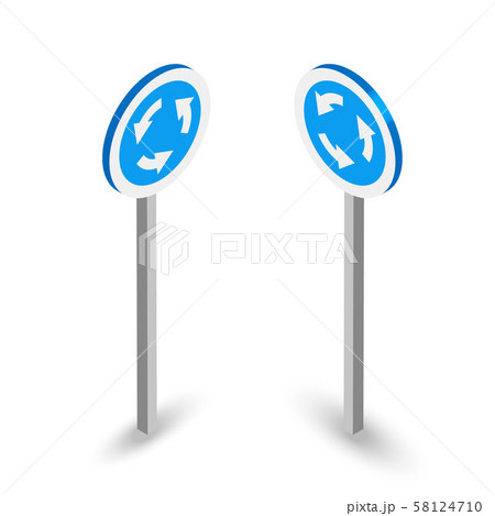 Roundabout circle road isometric sign set on white Roundabout circle road isometric sign set on white 58124710