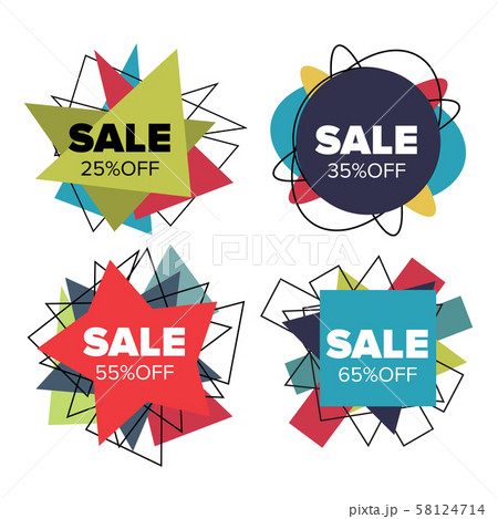 Geometric shapes sale badges set on the white 58124714