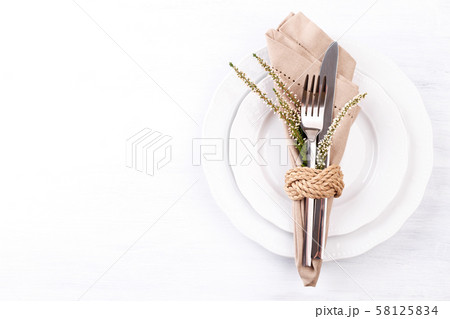 Thanksgiving autumn table setting 58125834