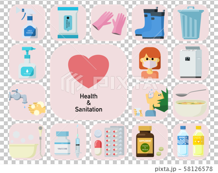 Health and hygiene simple icons illustration set 58126578