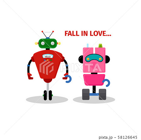 Valentines day card with robots Valentines day card with robots 58126645