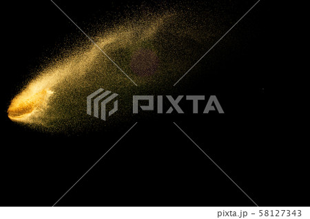 Brown dry river sand explosion isolated on black background. Abstract sand splash. Brown dry river sand explosion isolated on black background. Abstract sand splash. 58127343