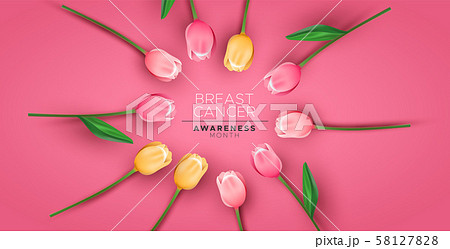 Breast cancer awareness banner pink tulip flower Breast cancer awareness banner pink tulip flower 58127828