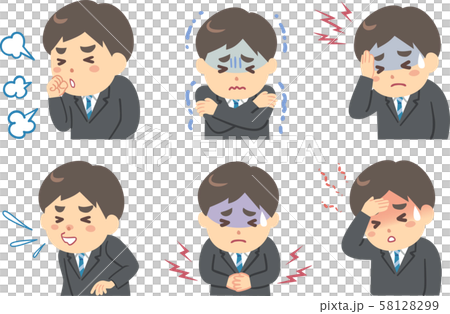 Businessman poor health set 58128299