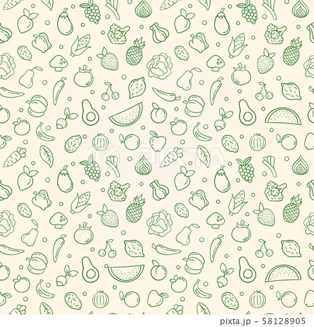 Green food seamless pattern of vegetable fruits Green food seamless pattern of vegetable fruits 58128905