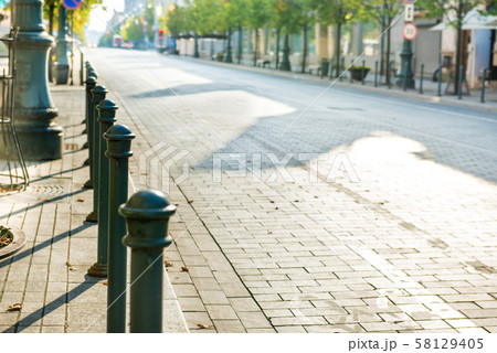 City street with empty road City street with empty road 58129405