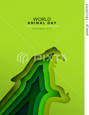 Animal day papercut card of wild jaguar cat Animal day papercut card of wild jaguar cat 58129563
