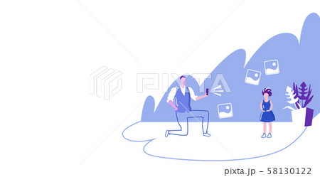 man using smartphone camera father standing on knee taking photo of little girl model shoot concept 58130122