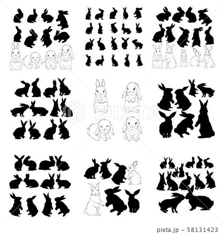Rabbit And Hare Easter Collection Vector のイラスト素材