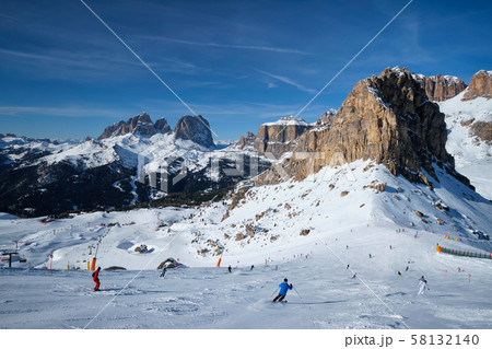 Ski resort in Dolomites, Italy 58132140