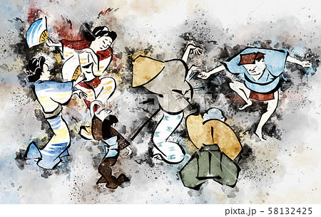 浮世絵 町人 その55 水彩 浮世絵 町人 その55 水彩 58132425