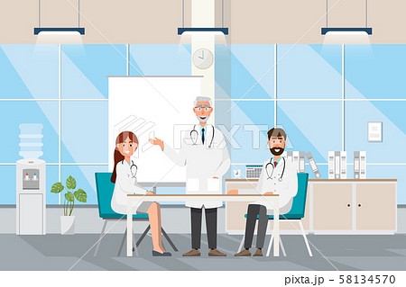 Medical concept with doctor and patients in flat Medical concept with doctor and patients in flat 58134570