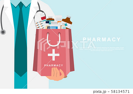 pharmacy background with doctor holding a medicine pharmacy background with doctor holding a medicine 58134571