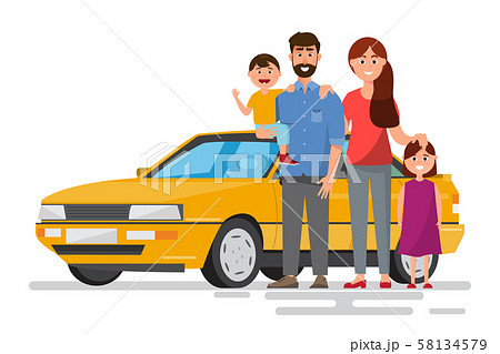 Happy family. Father, mother and children going to 58134579