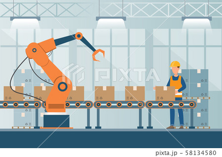 smart industrial factory in a flat style with smart industrial factory in a flat style with 58134580