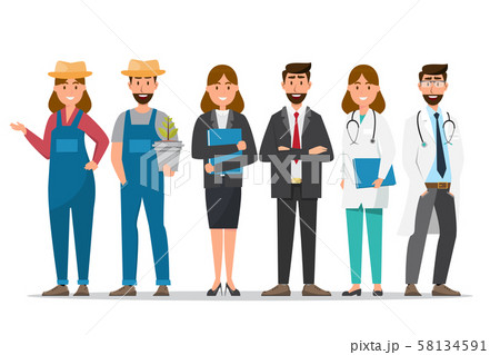 A group of people in different professions on a A group of people in different professions on a 58134591