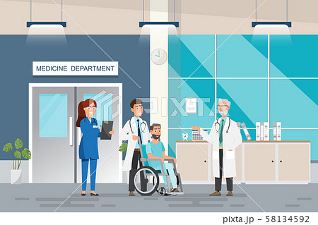 Medical concept with doctor and patients in flat Medical concept with doctor and patients in flat 58134592
